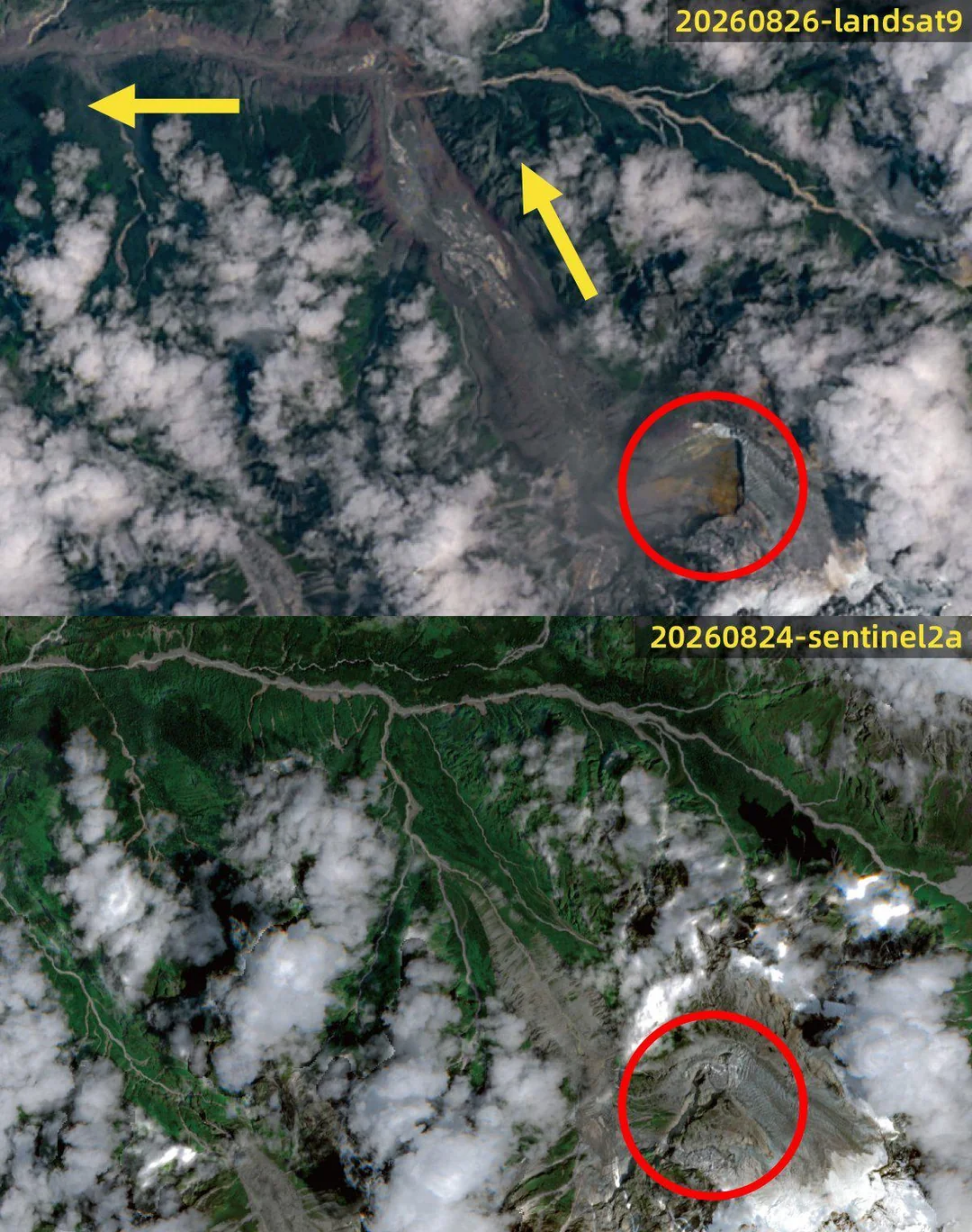 High altitude mountain valley in Nepal showing signs of a massive rock and ice avalanche